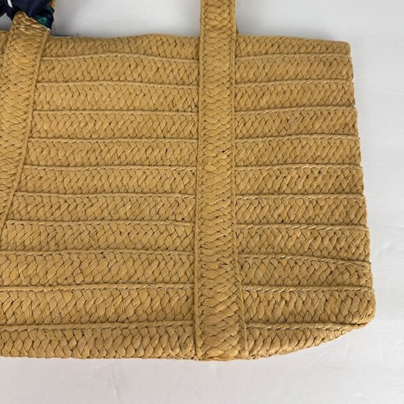 Draper James NEW Everday Straw Bag Blue Floral Scarf Beachy Summer Resort Casual - Picture 4 of 13